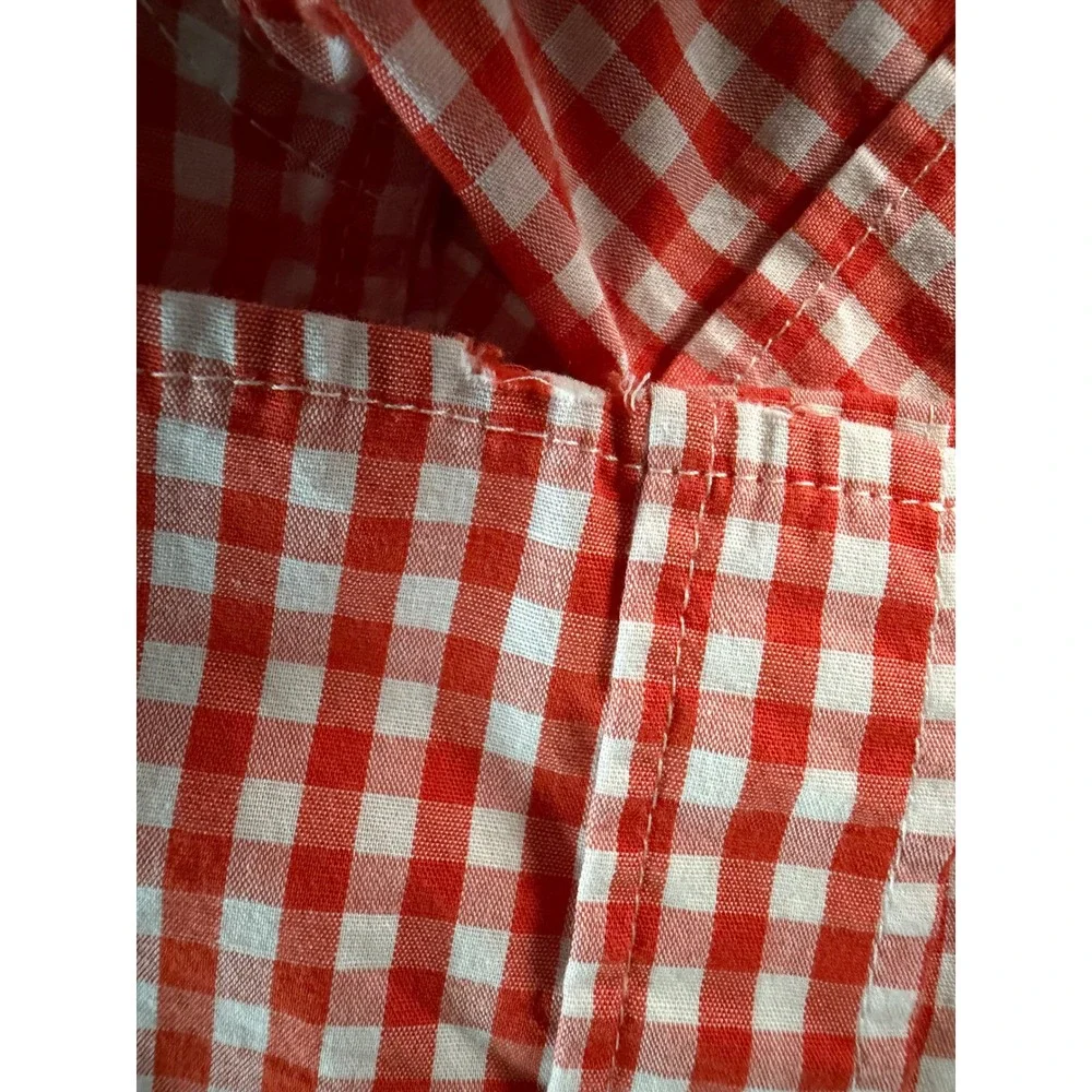 Nautica Boys Red White Gingham Short Sleeve Button‎ Down Shirt Size M 10/12